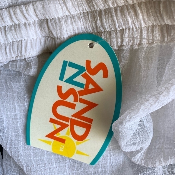 NWT Women Pants SAND N SUN Wide Leg Hippie Pants White Mesh See Thru Beach Pants - Picture 5 of 5